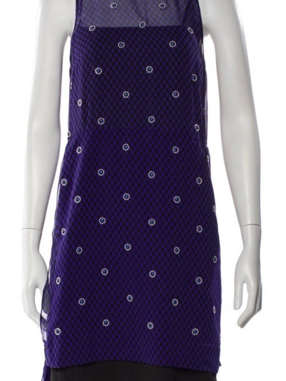 Diane Von Furstenberg Purple Sleeveless Embroidered Shift Dress